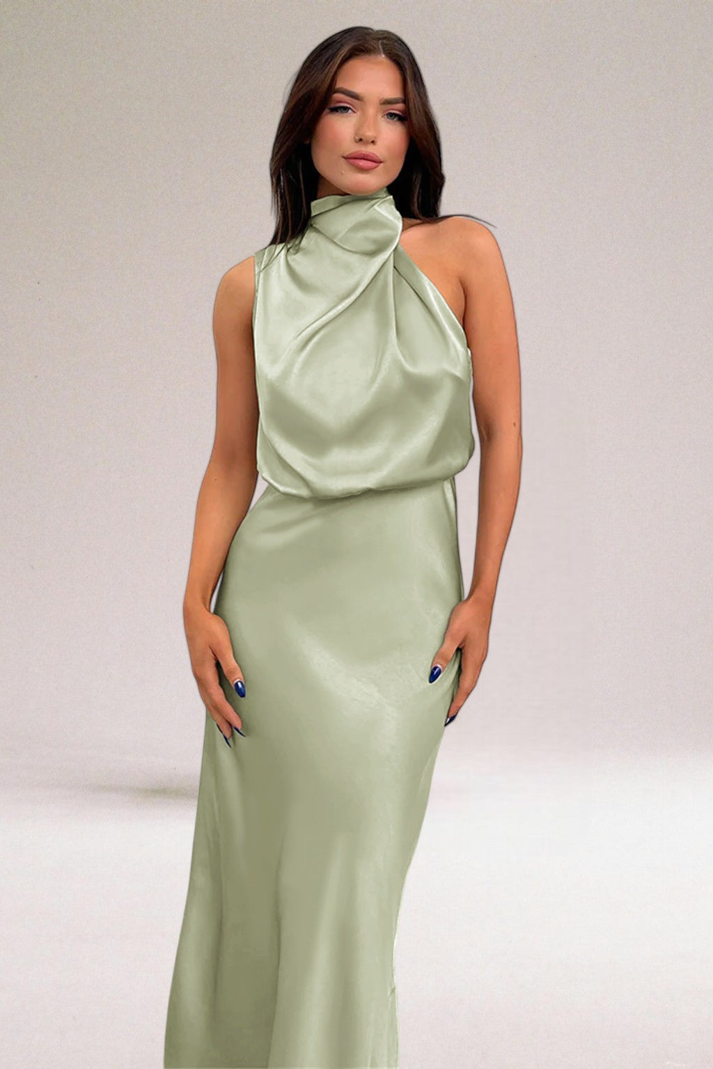 Flavia™ | Efektowna satynowa sukienka typu halter