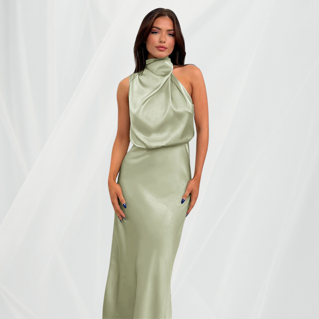Flavia™ | Efektowna satynowa sukienka typu halter